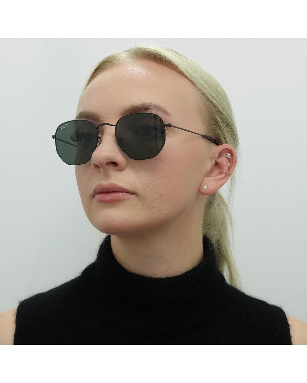 Ray-Ban Brown Square Polished Polarized Hexagonal Rb3548N