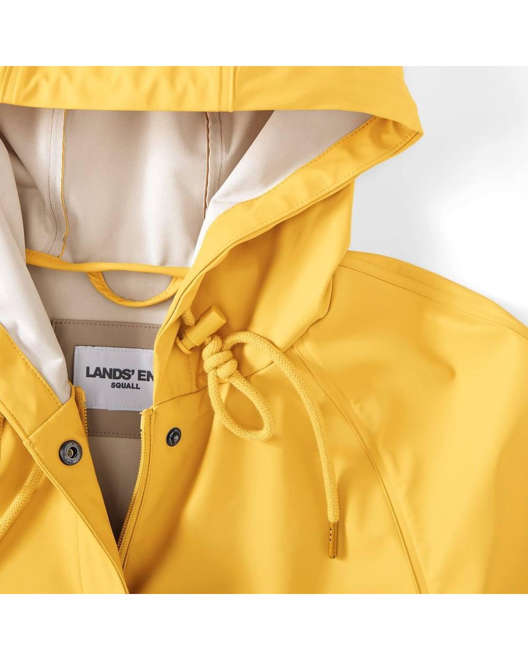 Lands' End Yellow Waterproof A-Line Squall Rain Jacket