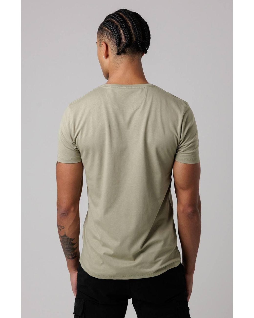 Firetrap Green Regular Fit Cotton T-Shirt With Logo for men