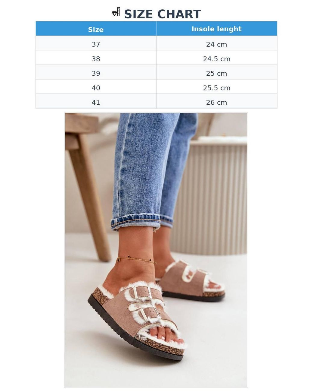Love Lace Blue Adjustable Strap Faux Fur Platform Slippers For Comfort