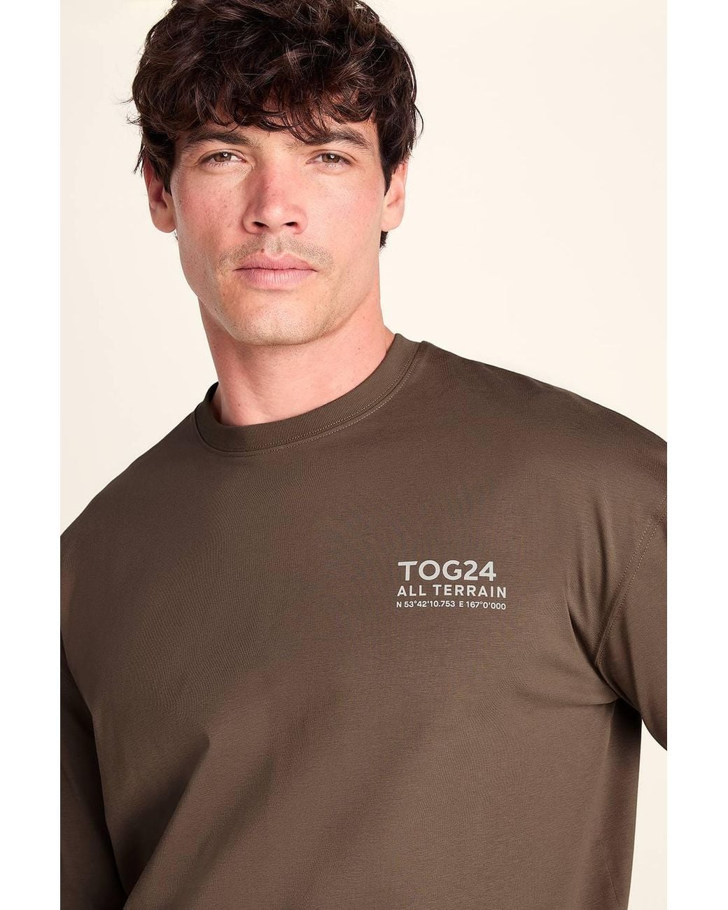 TOG24 Brown 'Lloyd' Premium Heavyweight 100% Cotton Jersey Top for men