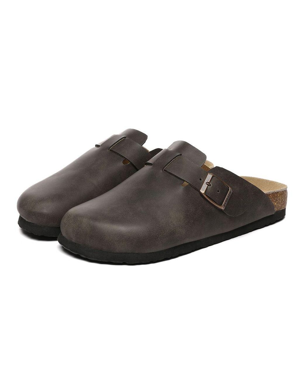 EverAu Australia Brown Pintail Leather Comfort Clog Sandals