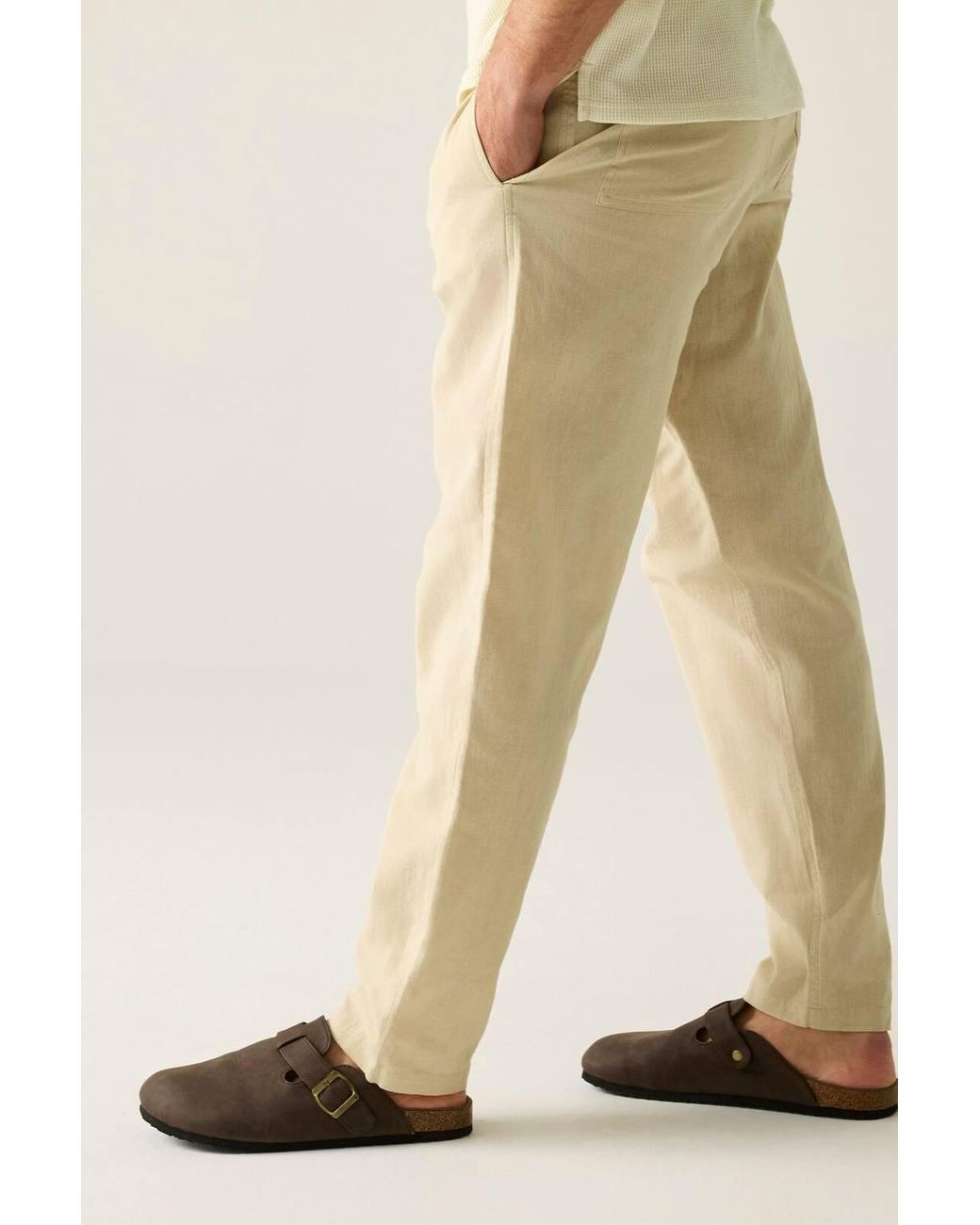 Regatta Natural Hadlin Cotton Linen Drawcord Trousers for men