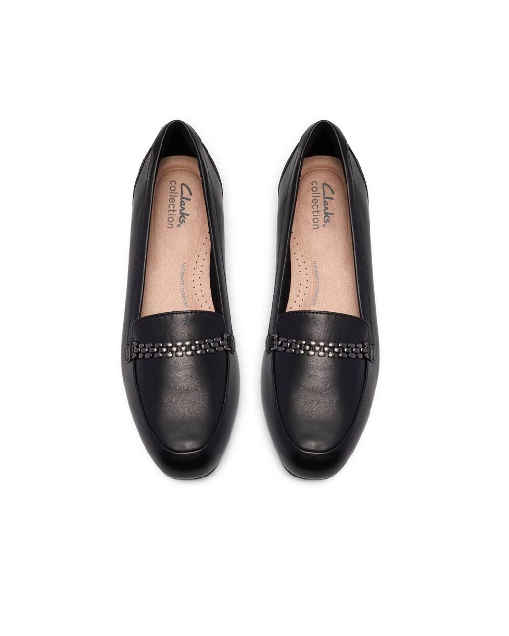 Clarks Black Juliet Mia Leather Loafers, Slip Ons