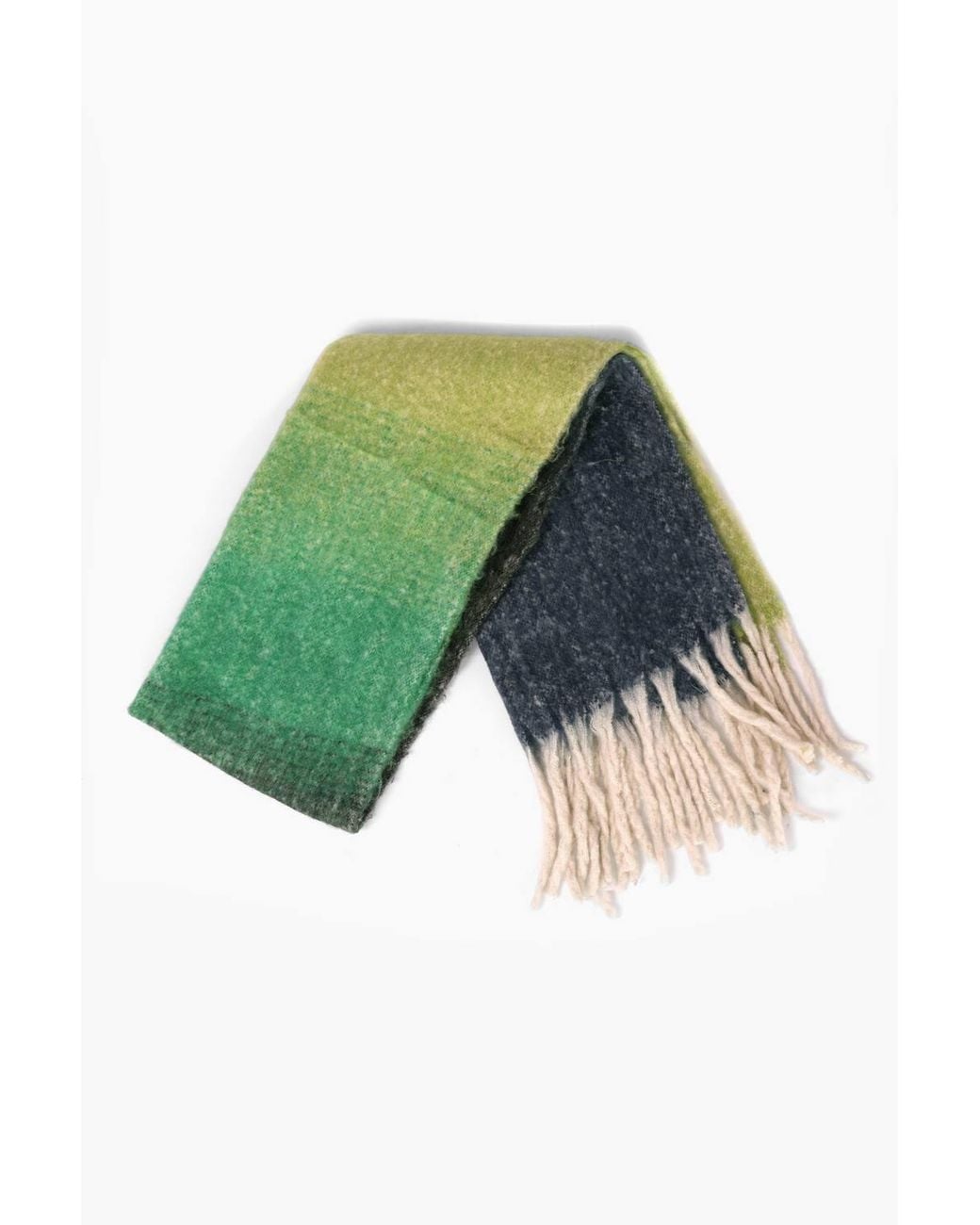 SARTA Blue Ana Colour Block Tasselled Heavyweight Winter Scarf
