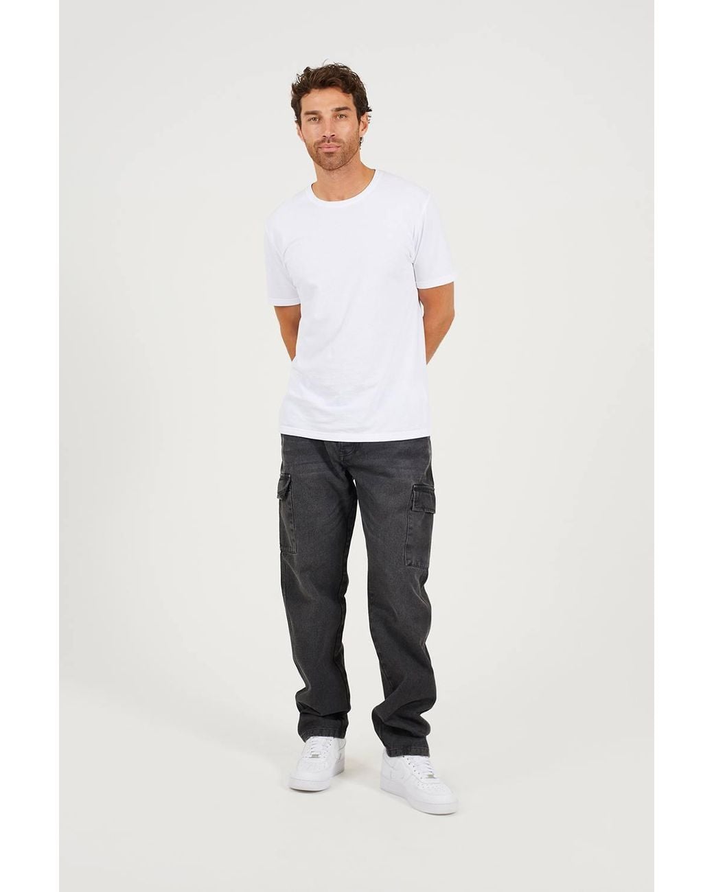 Brave Soul Black Wide Leg Cargo Style Jeans for men