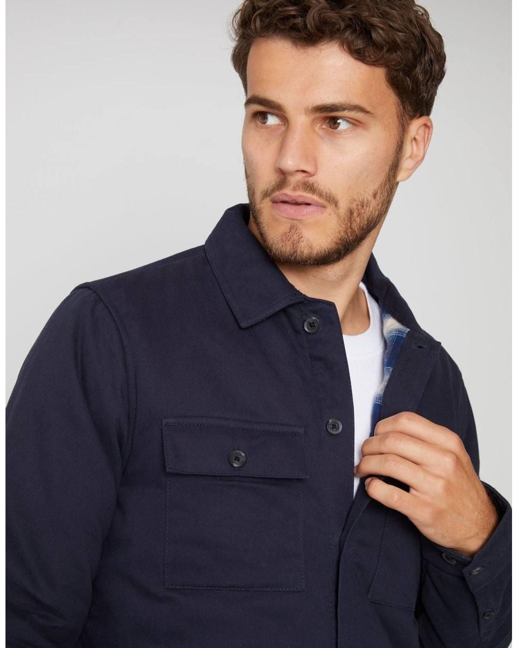 Threadbare Blue Lightweight Shacket for men