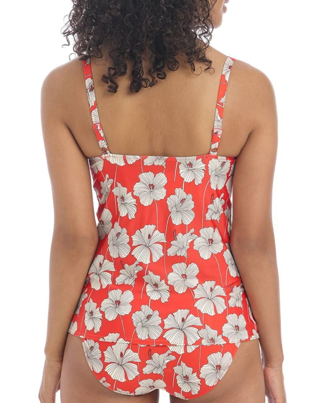 Freya Red Hibiscus Beach Plunge Tankini Top