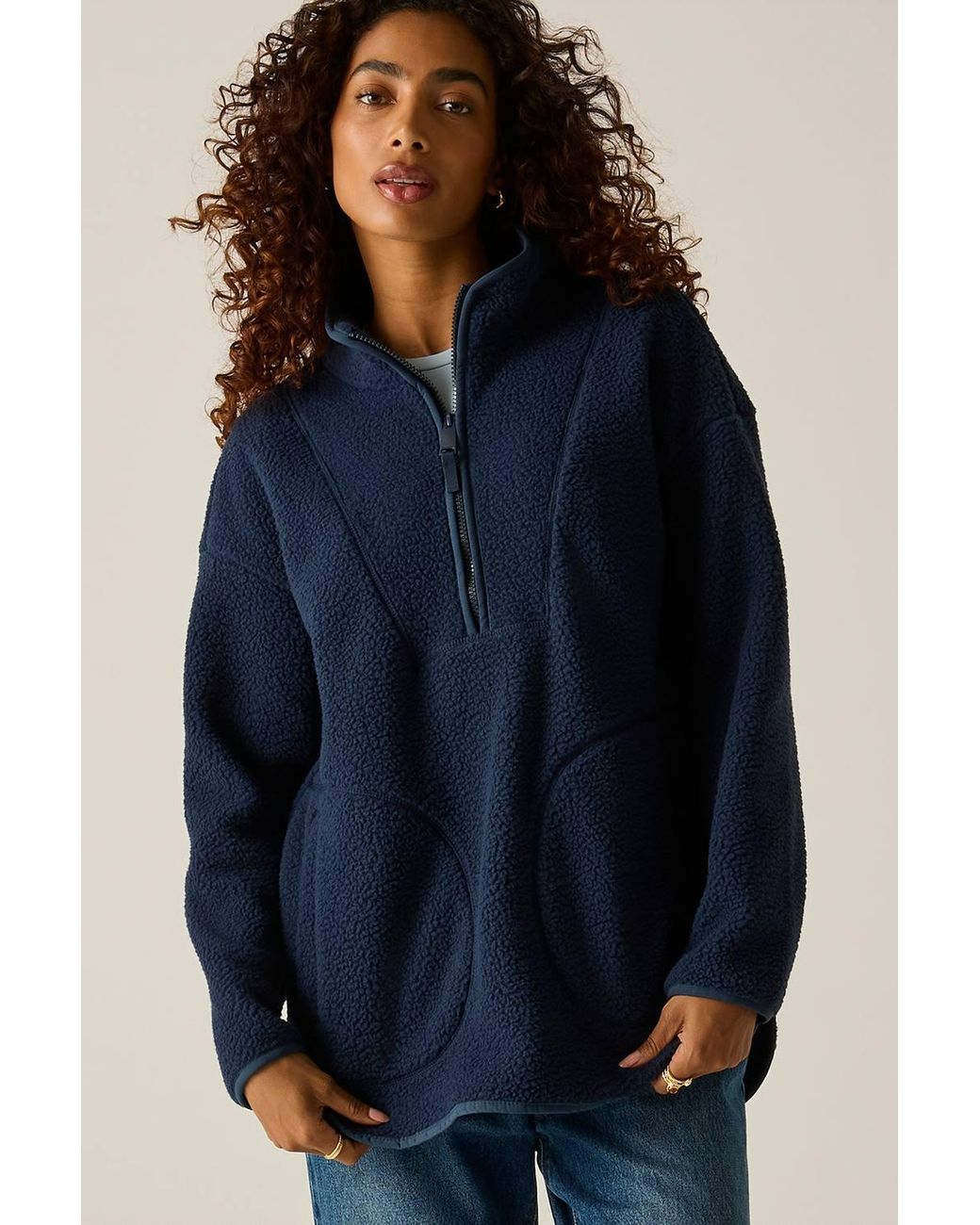 Regatta Blue Frankie Borg Longline Relaxed Fleece