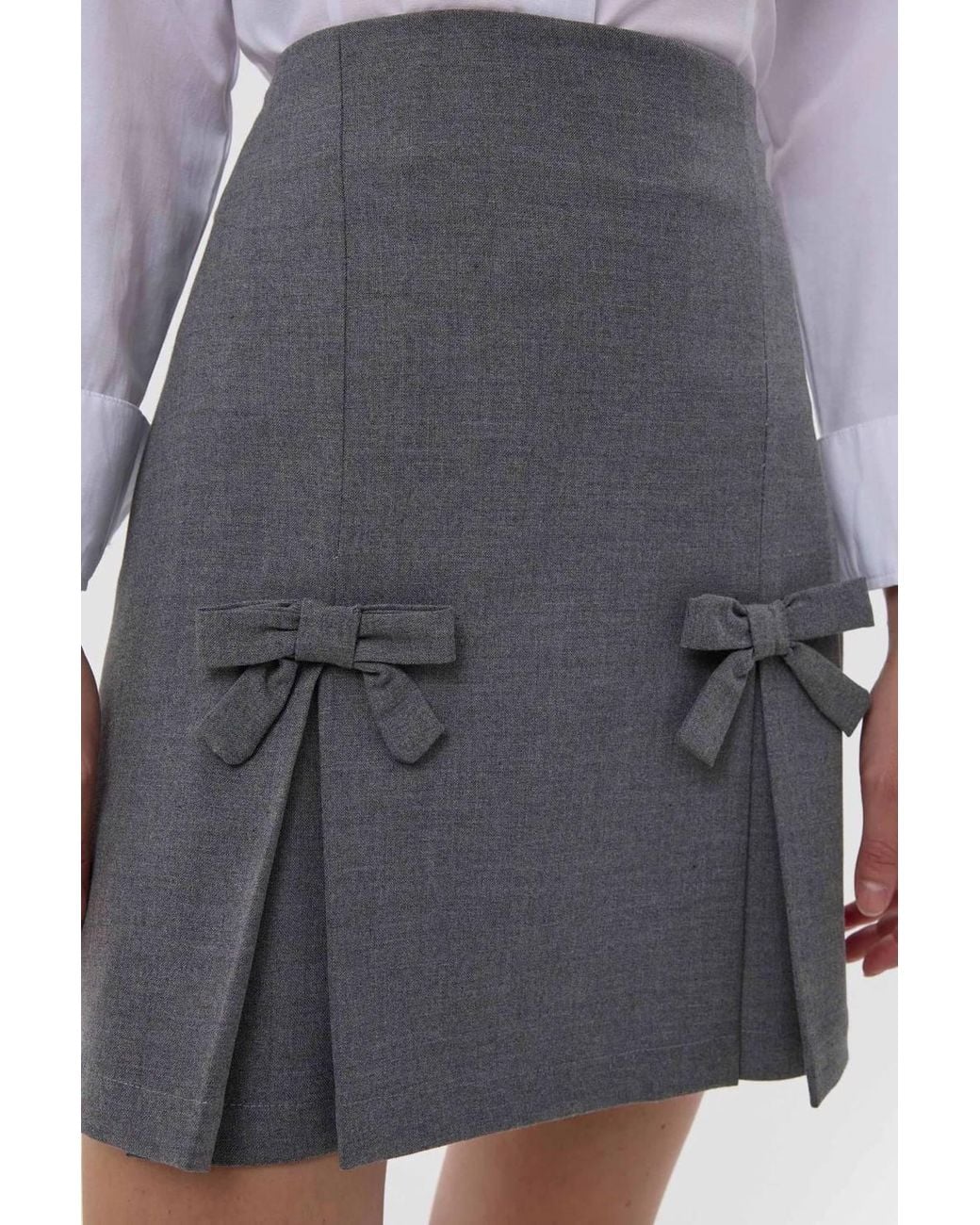 Hiccup Gray Bow Detailed Mini Skirt