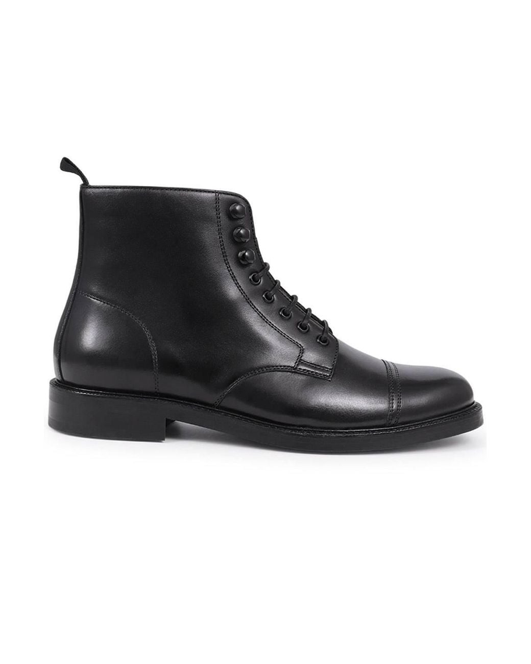 Jones Bootmaker Black Finch Leather Lace-Up Boots for men
