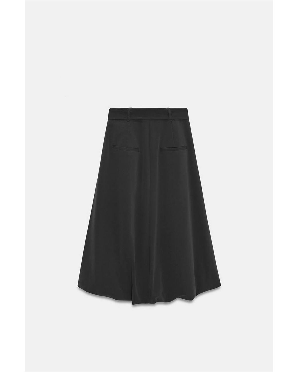 Dilvin White High-Waist Belted Midi Balloon Skirt