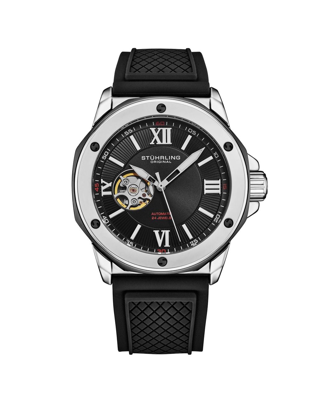 Stuhrling Black Edwardian Automatic 44Mm Skeleton for men