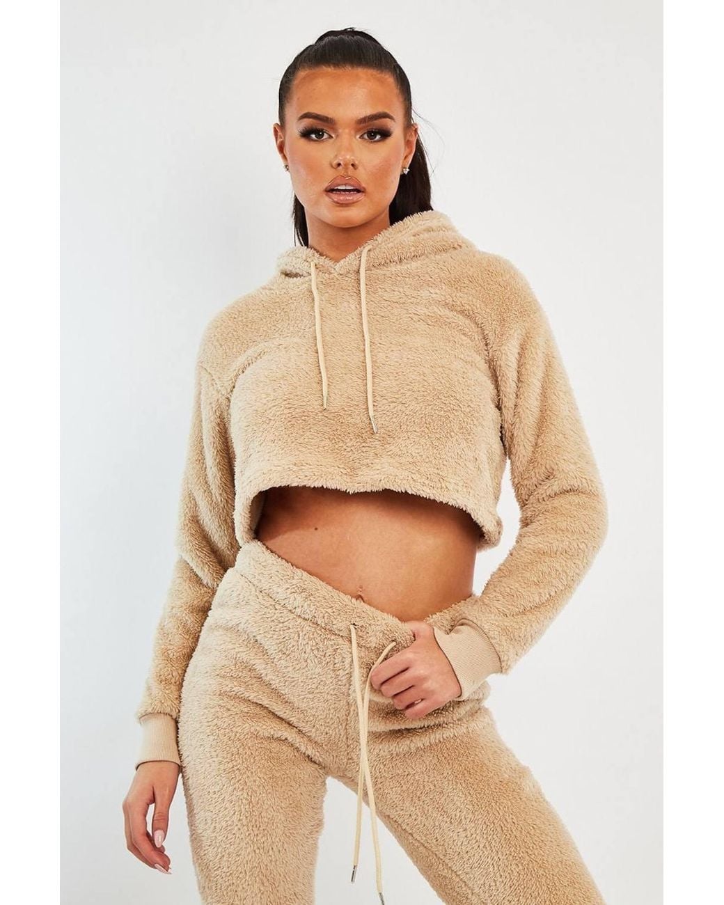 Rebellious Fashion Black Amyia Cropped Teddy Hoodie
