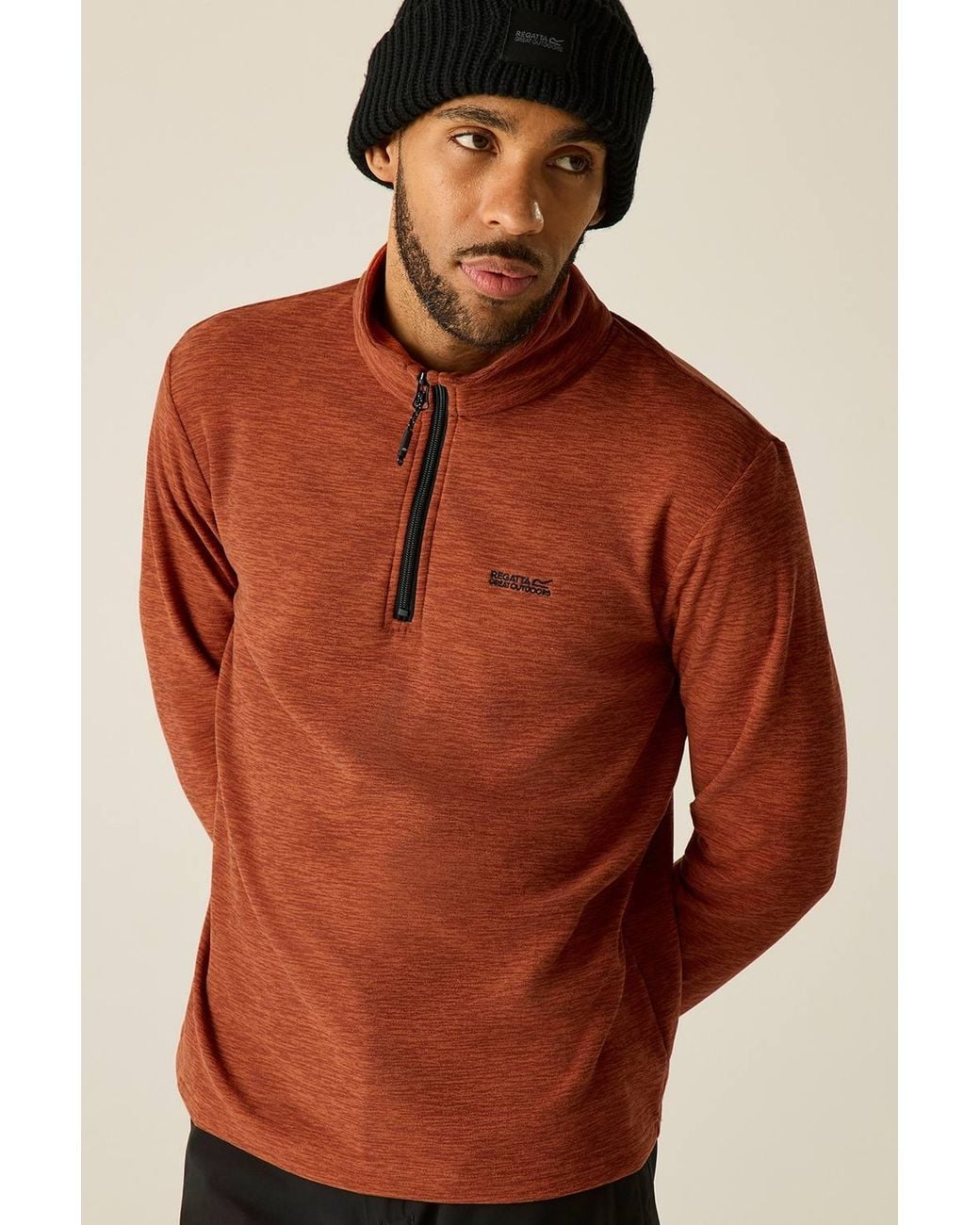 Regatta Brown Thompson Marl Lightweight Half Zip Fleece for men