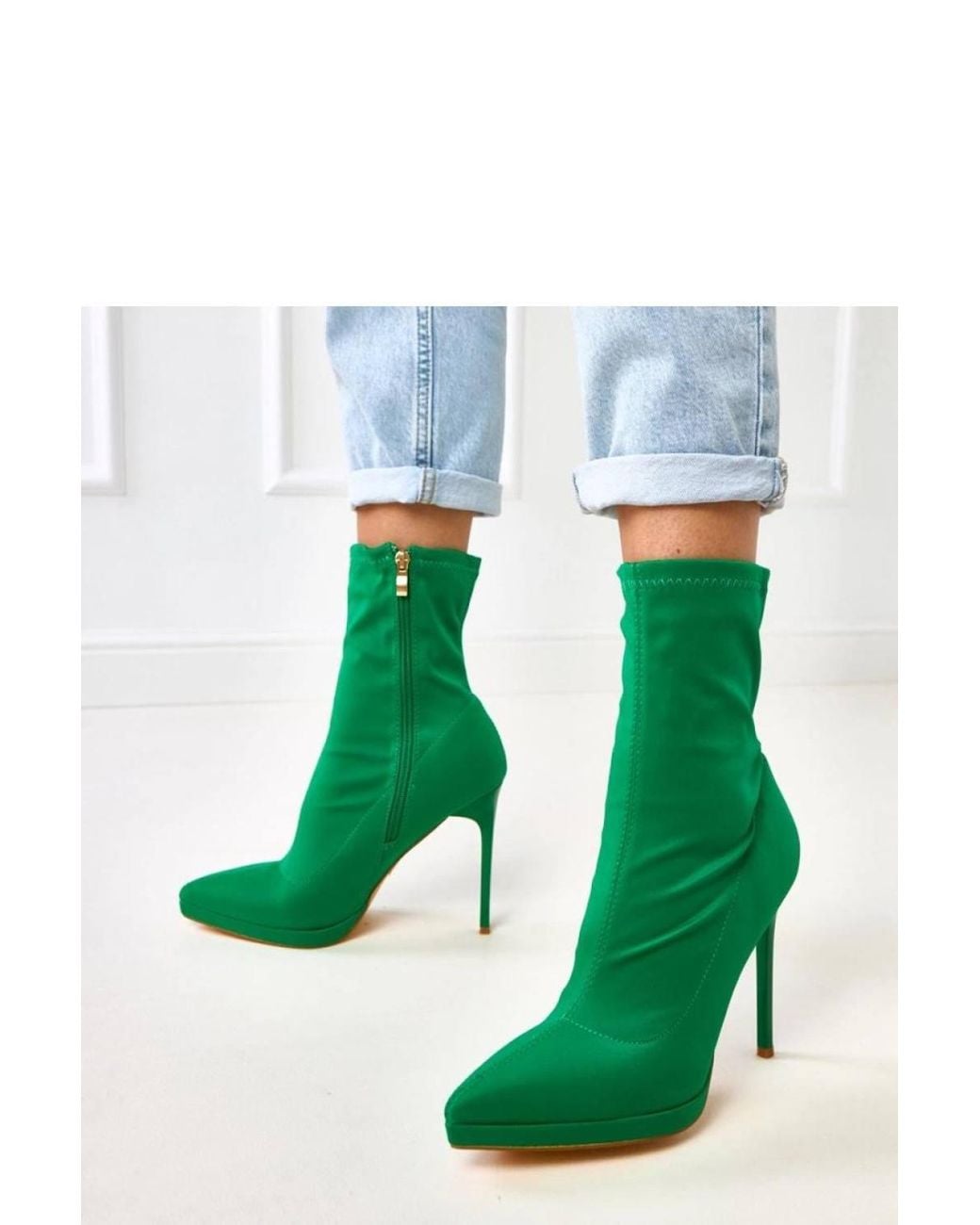 Love Lace White Satin Stiletto Ankle Boots With Zip Closure & Small Platform