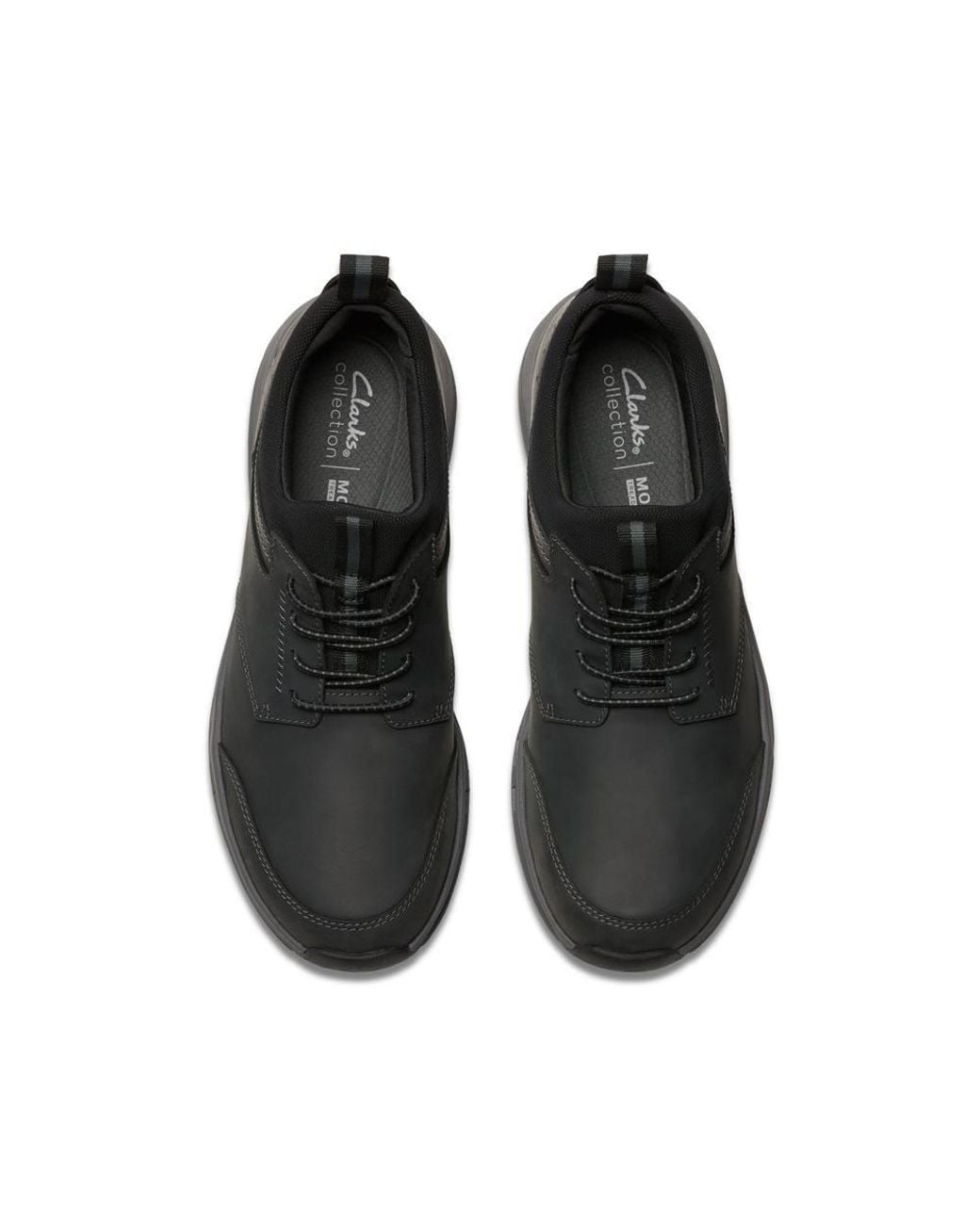 Clarks Black Motion Trek Ez Leather Trainers, Walking for men