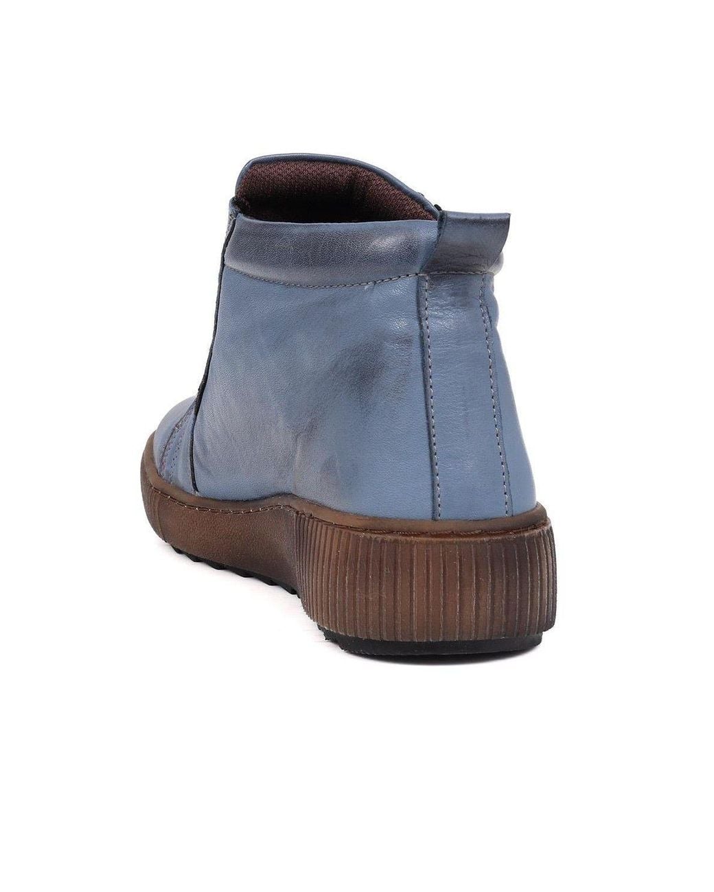 Pavers Blue Leather Lace-Up Boots