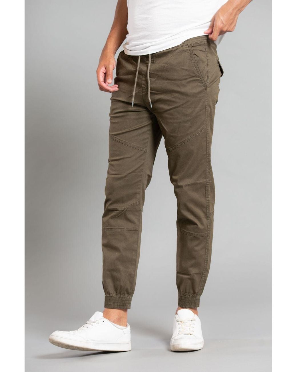 Tokyo Laundry Green Cotton Cuffed Trouser for men