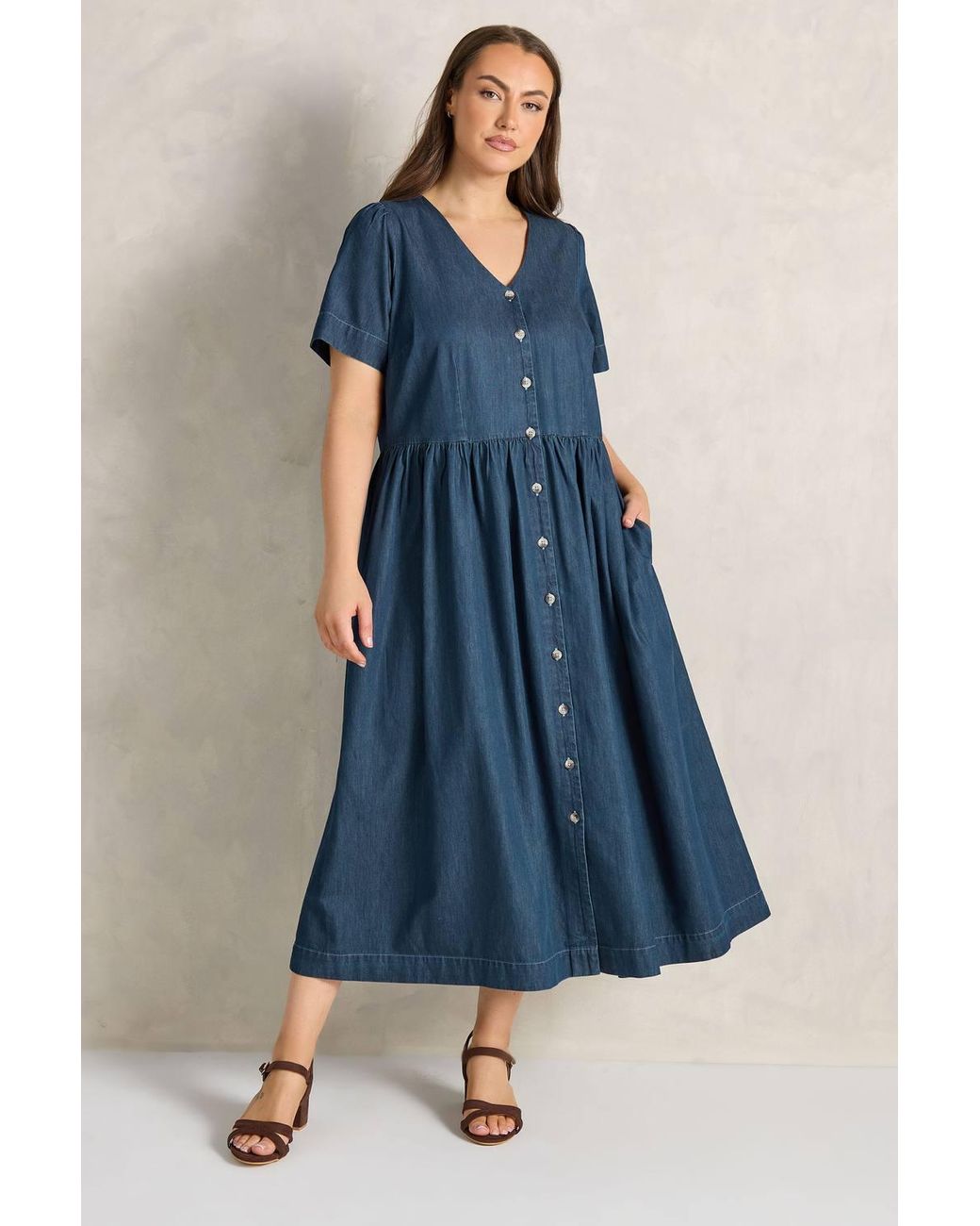 Evans Blue Cotton Denim Dress