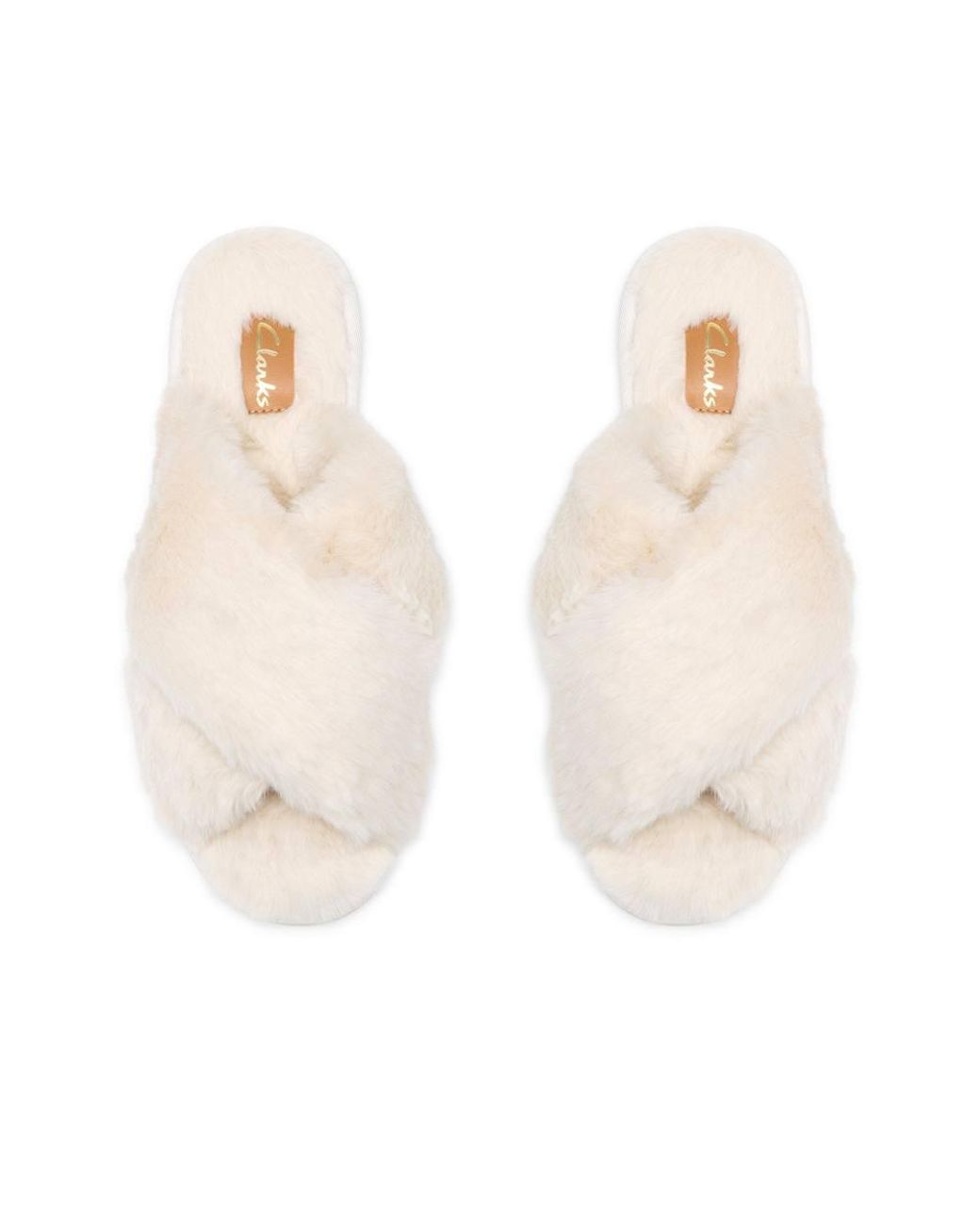 Clarks Natural Myra Mule Cream Slip Ons, Slippers