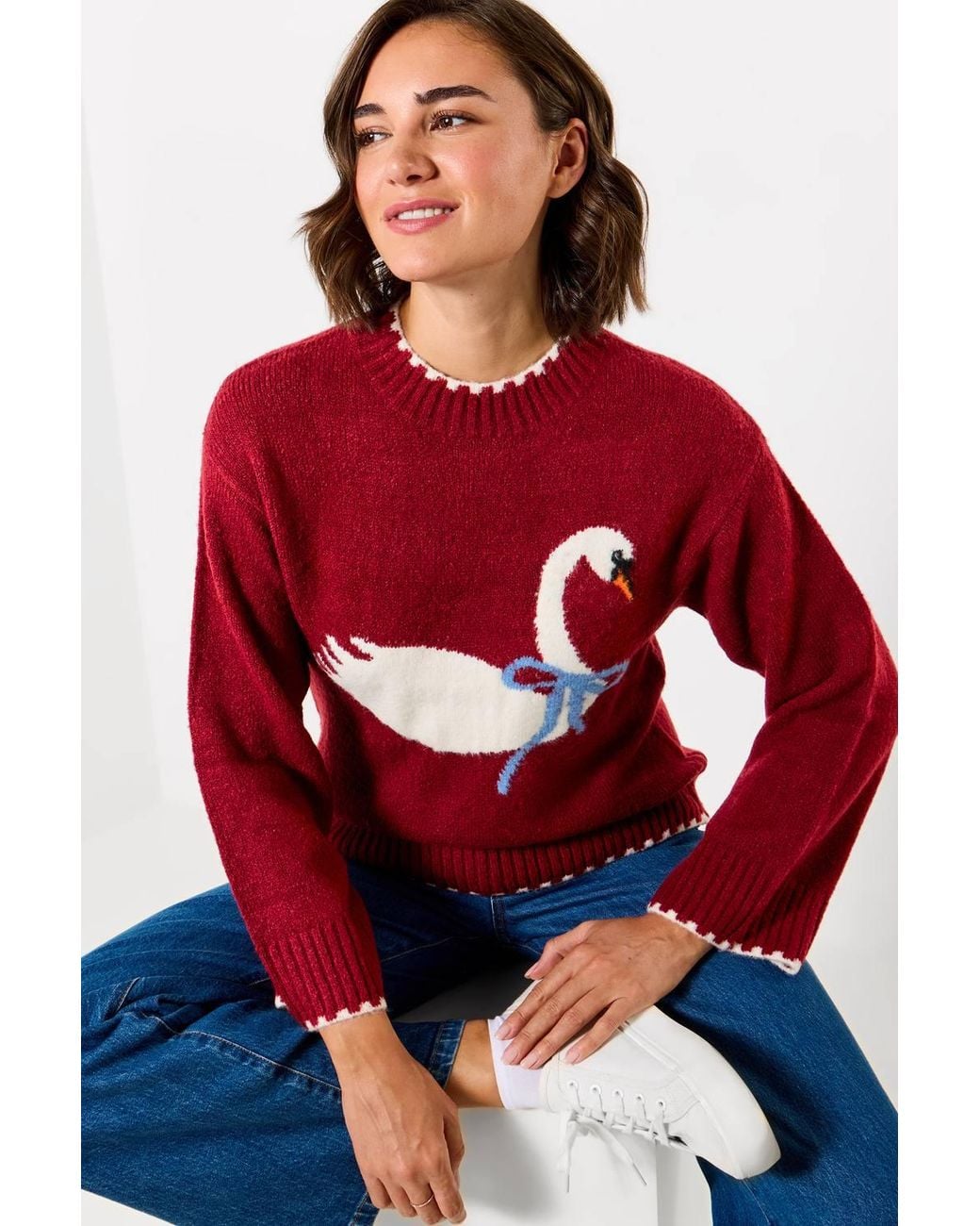 Joe Browns Red Make A Statement Swan Jumper