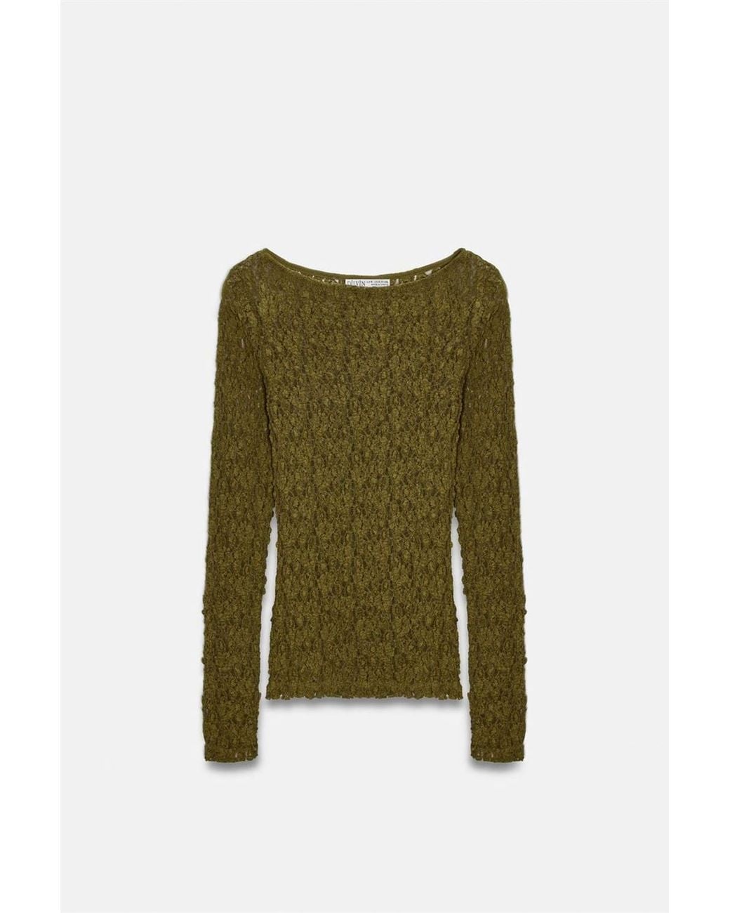 Dilvin Red Lace-Knit Boat Neck Blouse