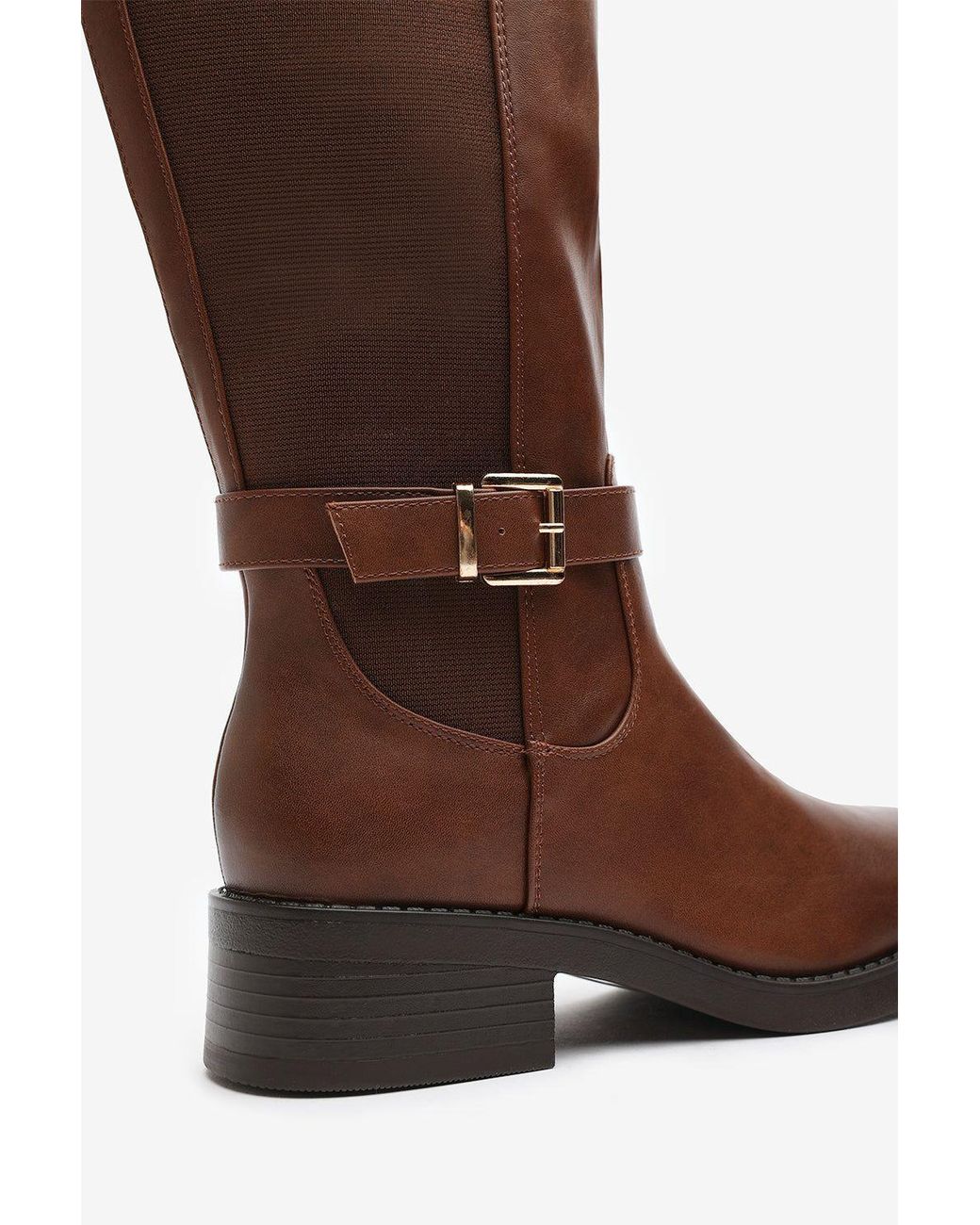 Where's That From Brown 'Oriana' Wide Fit Faux Leather Knee High Riding Boots