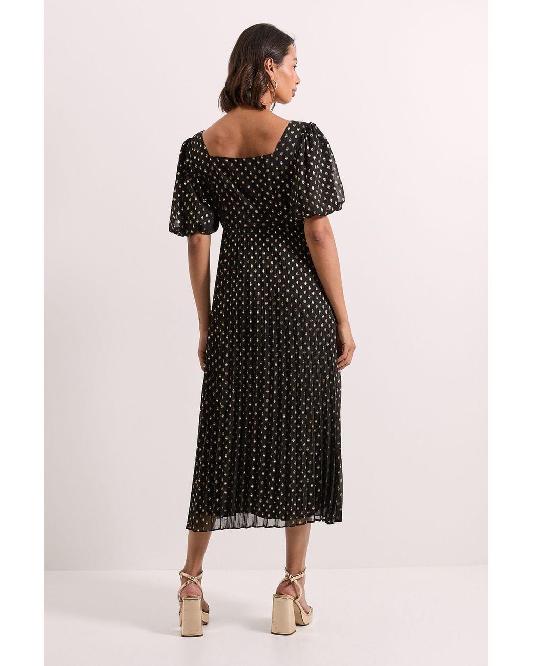 Dorothy Perkins Black Dp Luxe Bow Front Puff Sleeve Metallic Midaxi Dress