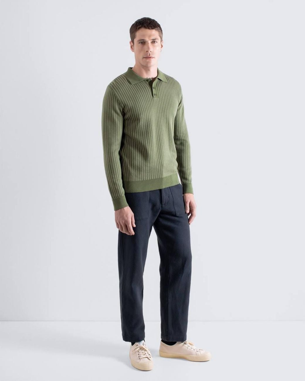 Far Afield Green Benny Knit Polo for men