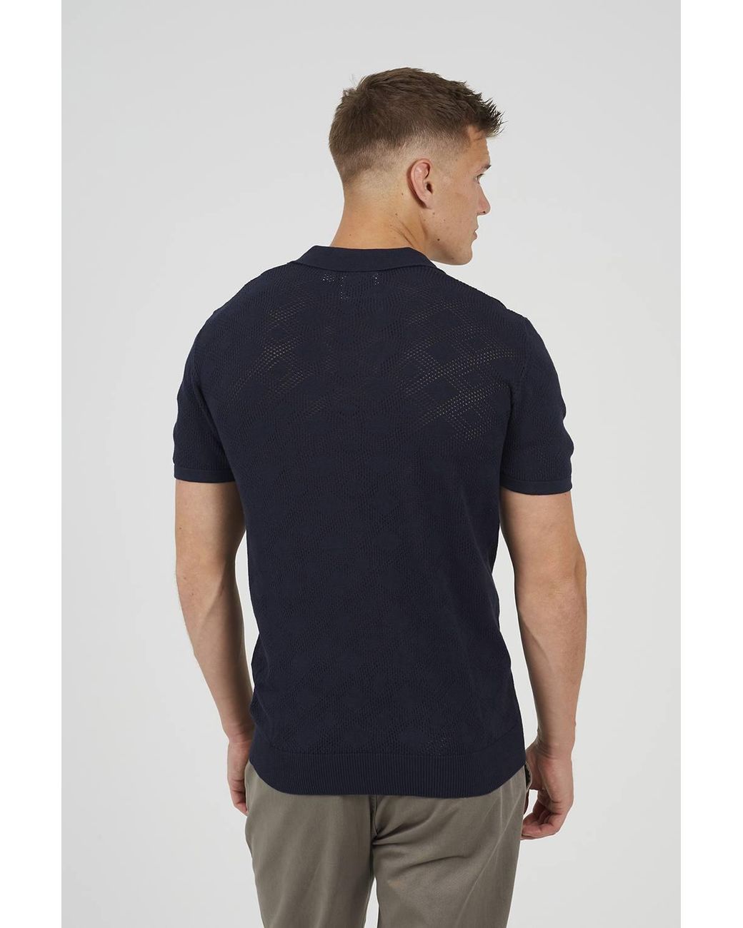 Brave Soul Blue Open Collar Knitted Polo Shirt for men