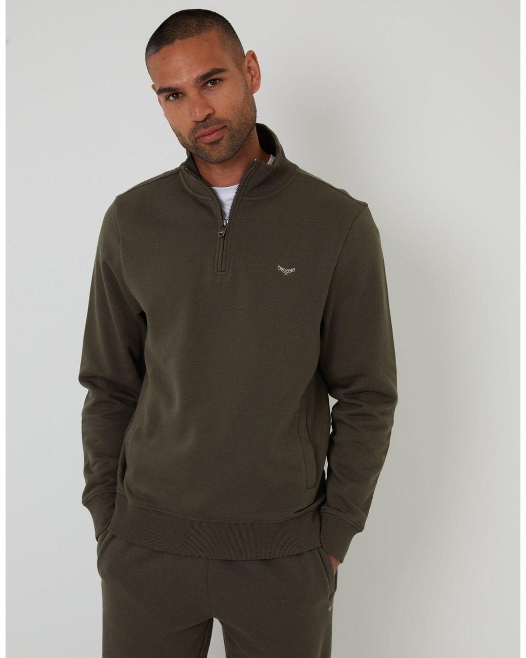 Threadbare Black 2 Pack Quarter Zip Sweatshirts for men