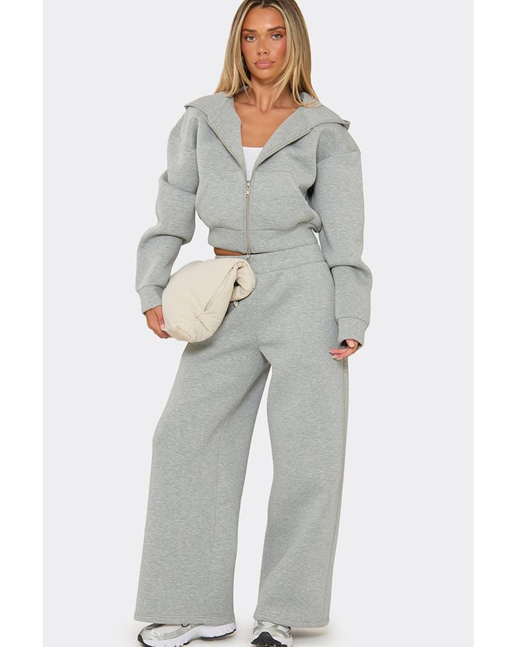 EGO Gray Wide Leg Mid Rise Joggers