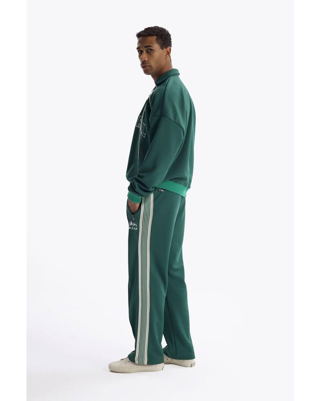 Giesto Green Drawstring Neckline Printed Sweatshirt for men