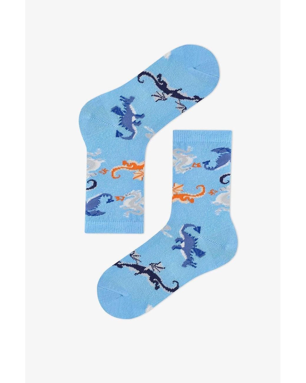 Penti Blue Mystic Dragons Animal Print 4-Pack Ankle Socks
