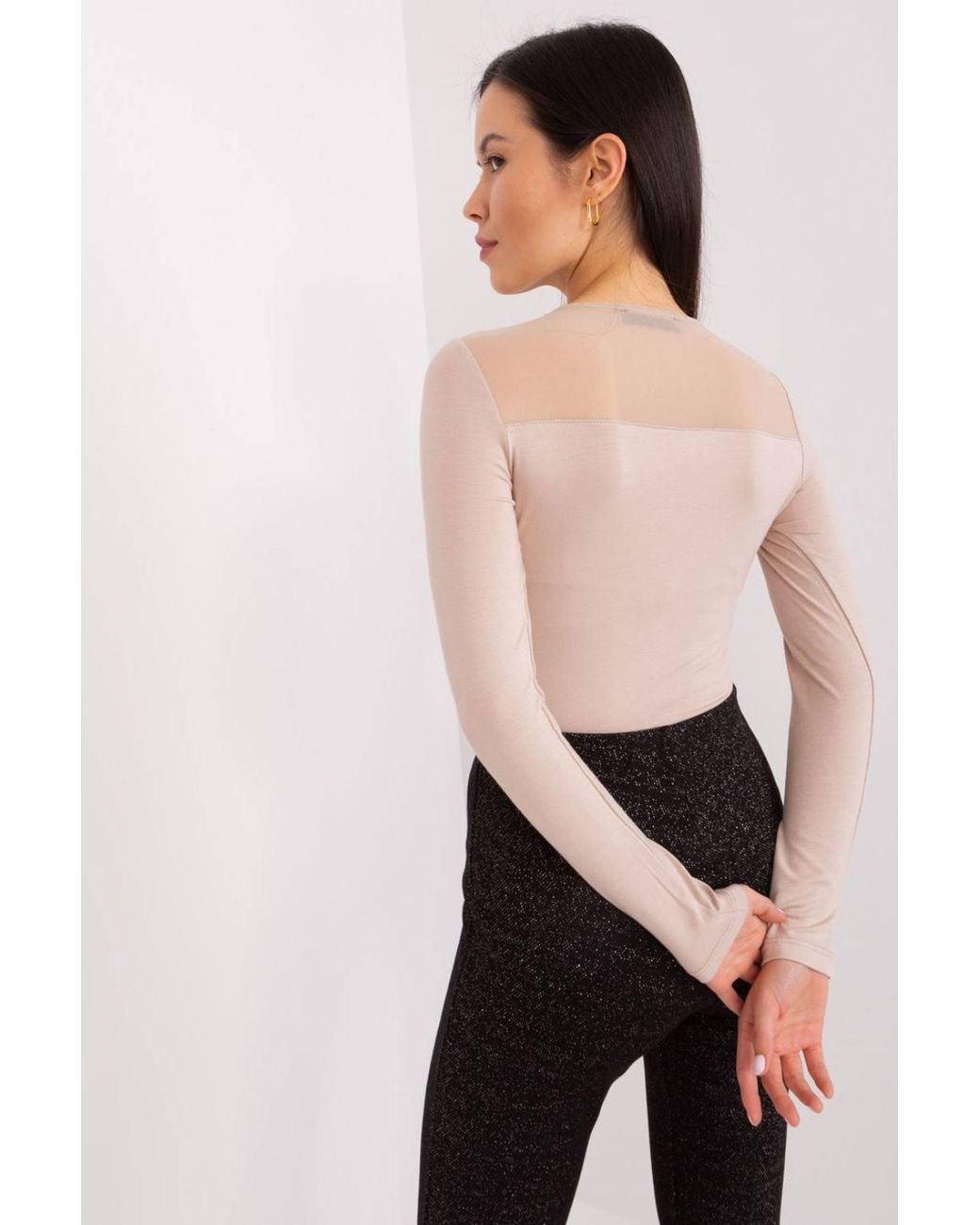 Love Lace Black Elegant Viscose Long Sleeve Blouse With Texture