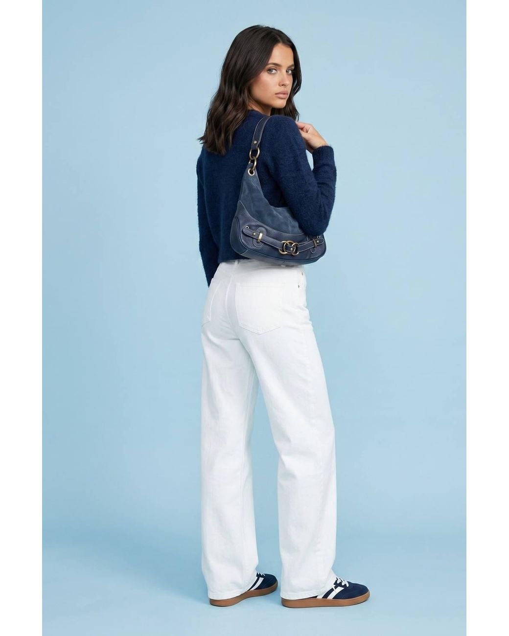 Urban Bliss Blue Wool Blend Cropped Cardigan