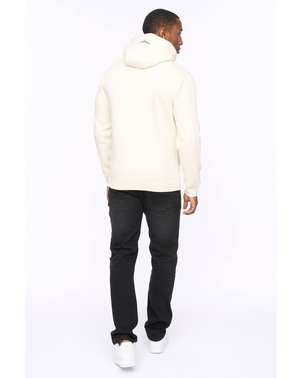 Crosshatch White Carrimoore Premium Graphic Hoodie With Soft-Touch & High Build Details for men