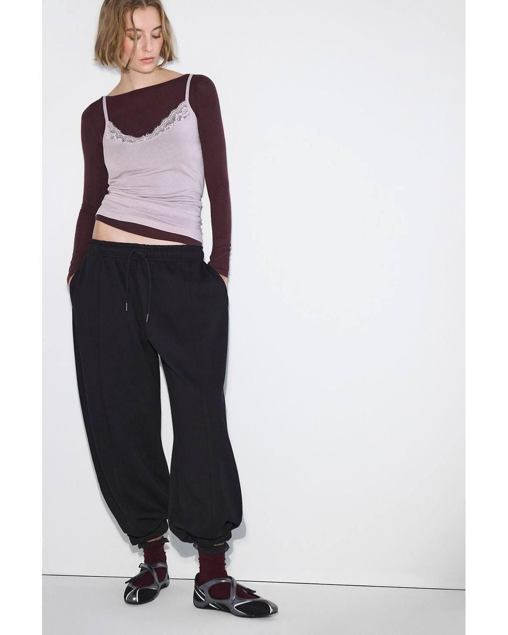 Penti White Stitch Detail Brushed Balloon Cut Sweatpants