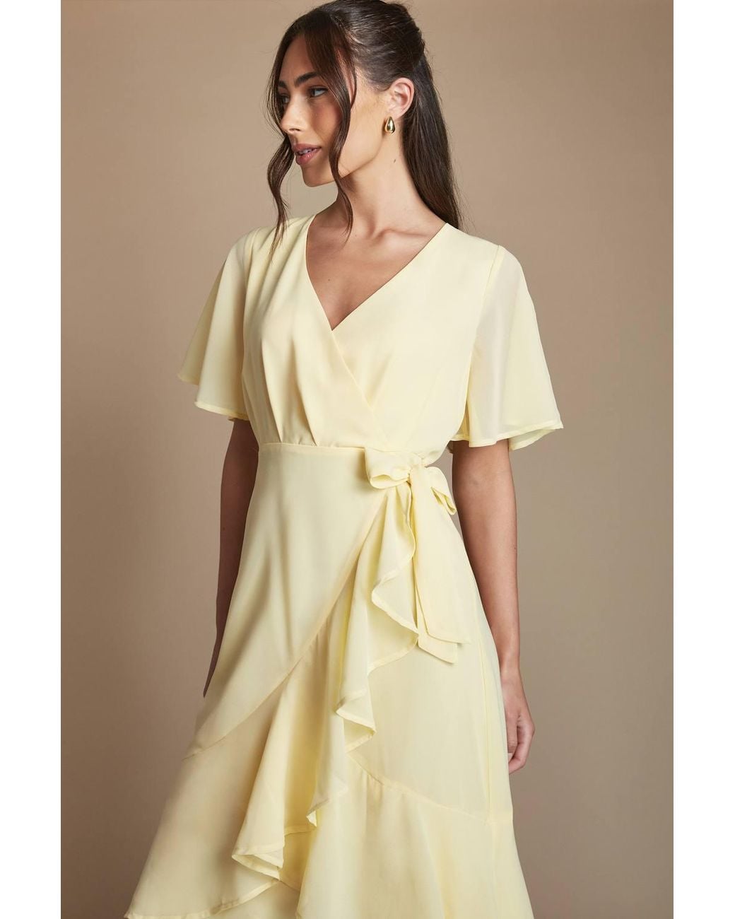Coast Natural Angel Sleeve Tiered Bridesmaid Maxi Dress