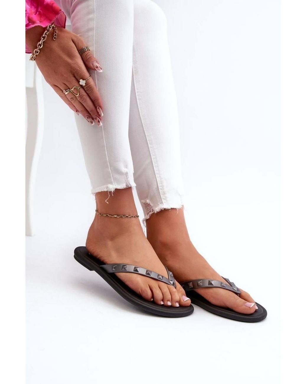 Love Lace White Hypoallergenic Flat Flip Flops