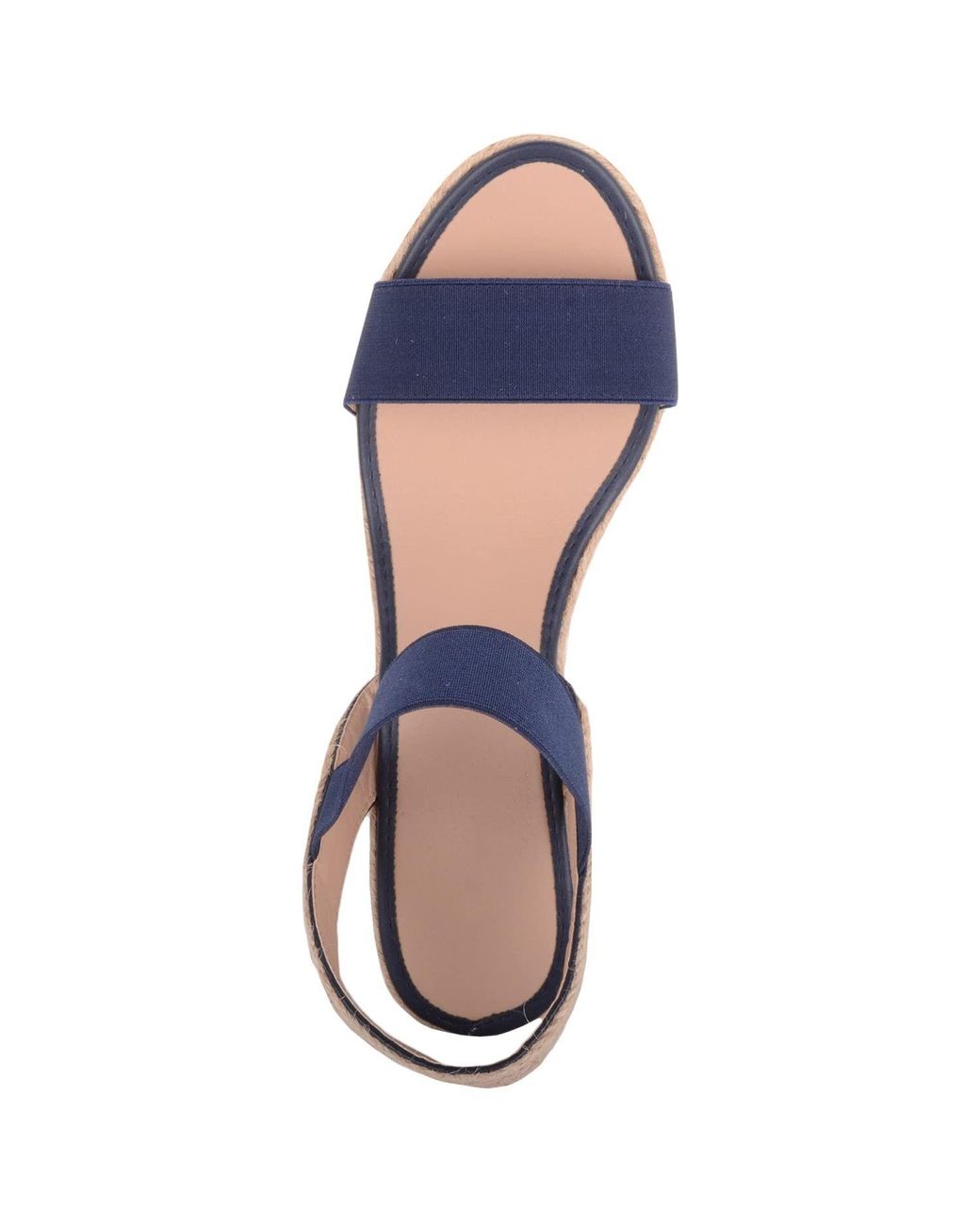 Absolute Footwear Blue Wedged Elasticated Strap Woven Contrast Colour Sandals