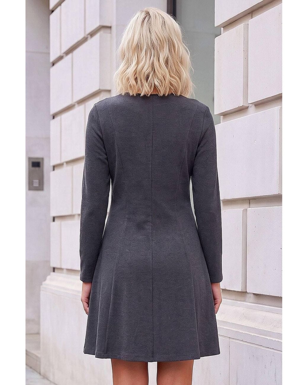 Roman Gray Petite Seam Detail Dress