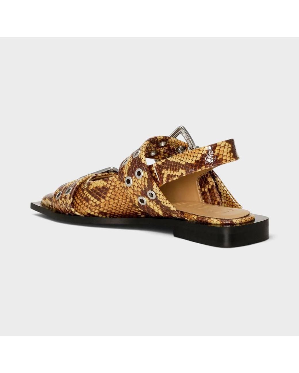 Ganni Brown Feminine Buckle Ballet Flats Buckthorn