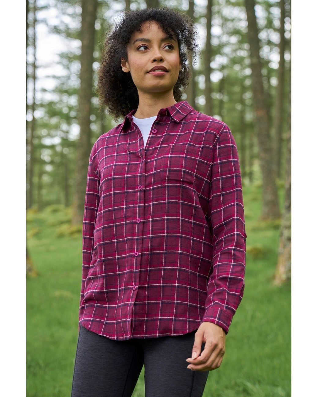 Mountain Warehouse Purple 'Balsam' Brushed Long Sleeved Relaxed Fit Longline Flannel Shirt