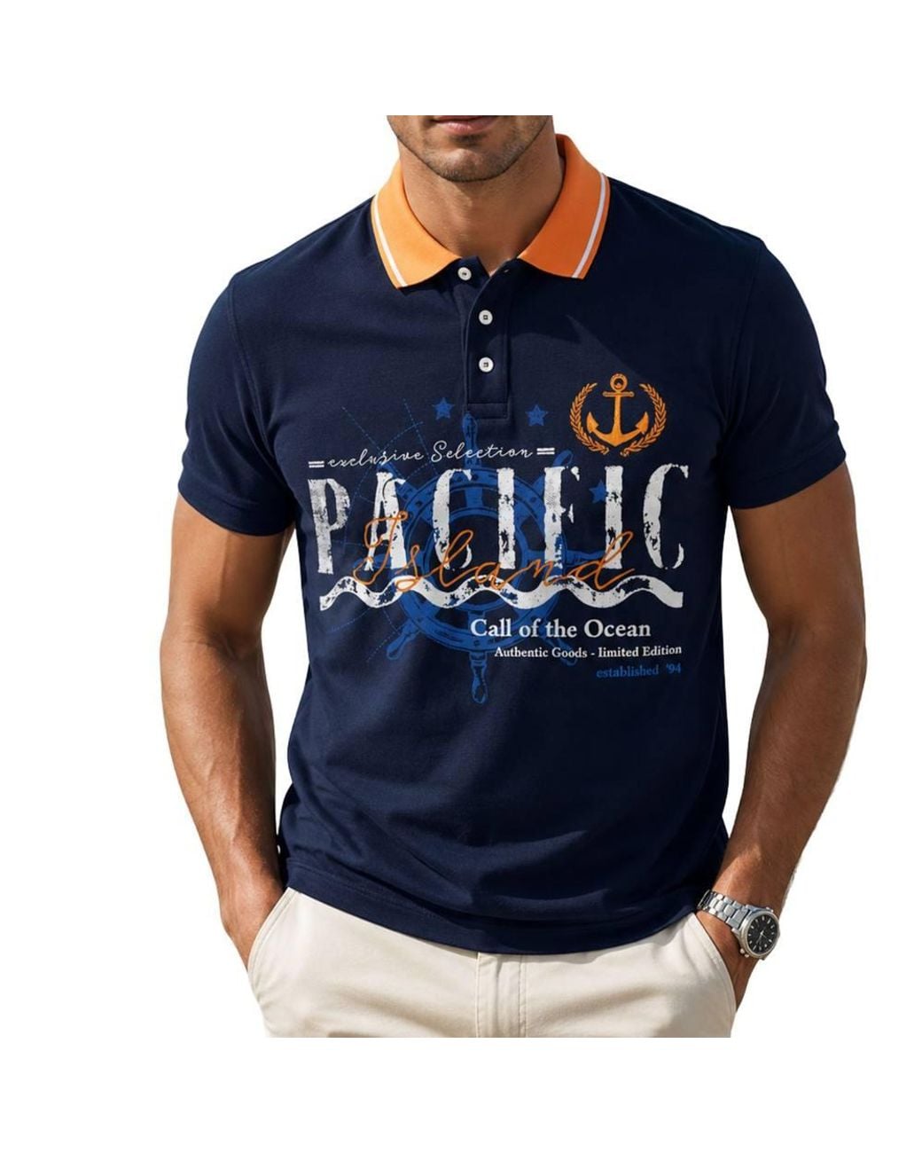 Smart Living Blue Pique Polo Shirt for men