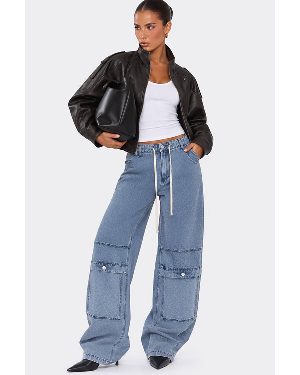 EGO Blue Wide Leg Denim Trousers