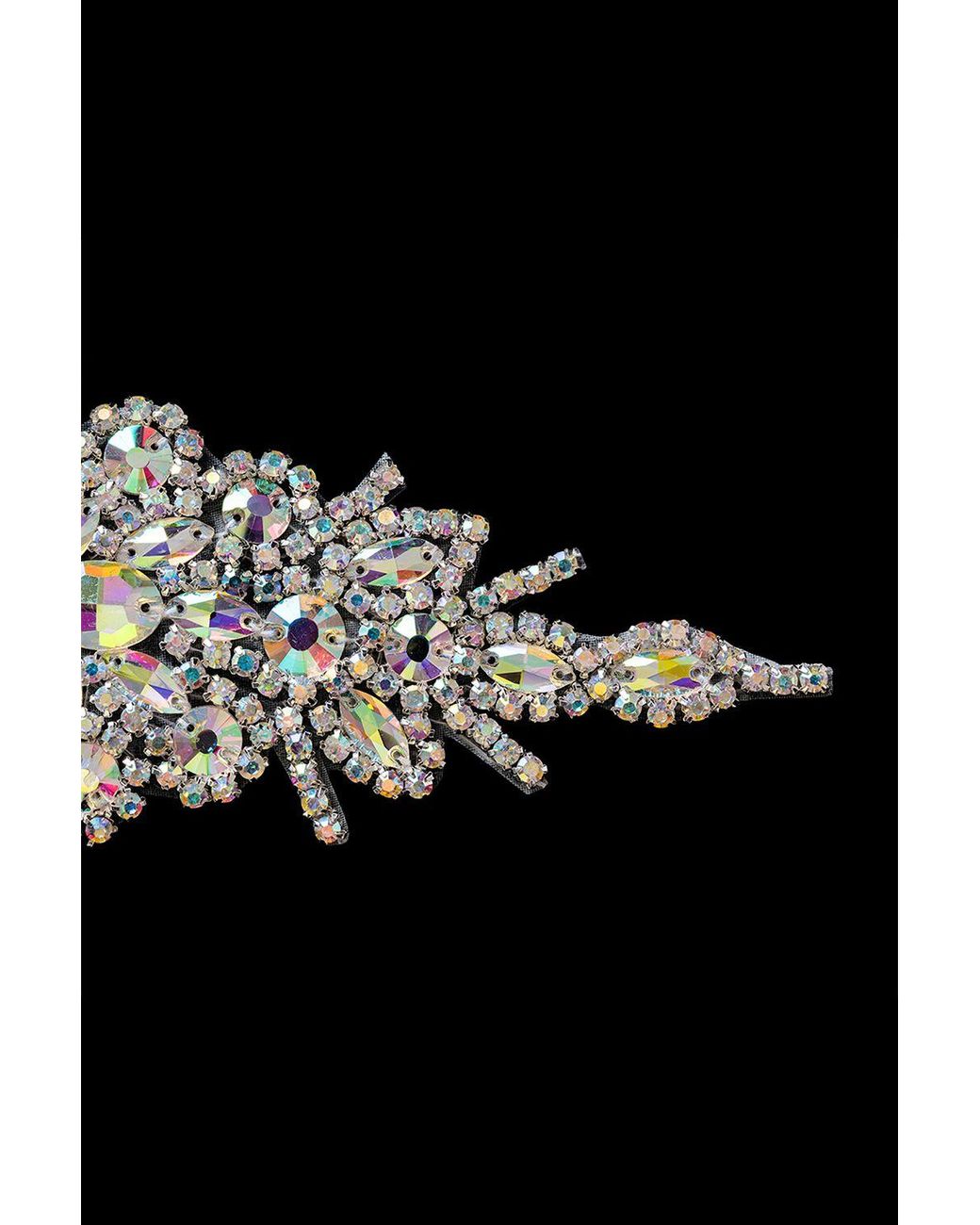 Neel Blue Black Diamante Motif, Rhinestone Patch, Crystal Applique, 24 X 8.5Cm