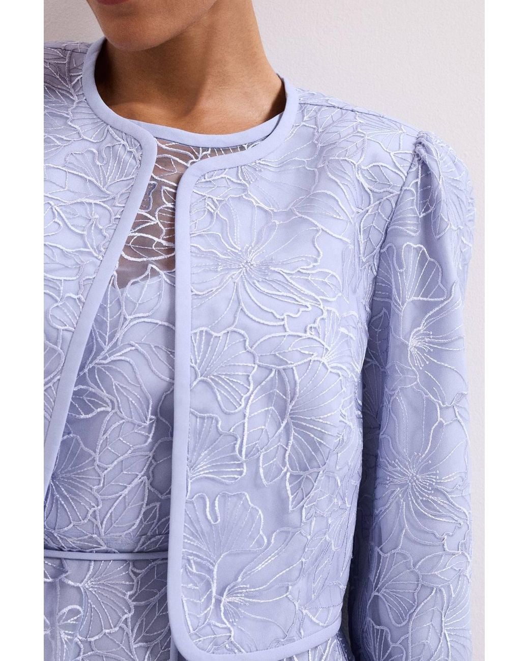 Phase Eight Purple Sakura Embroidered Cropped Jacket