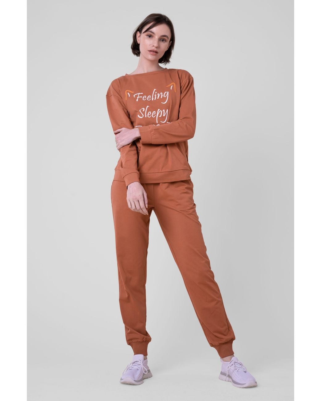 Enorsia Orange Feeling Sleepy Long Sleeve Pyjama Set